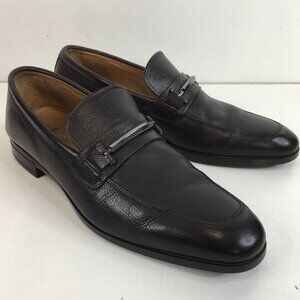 Boss Hugo Boss Portland Brown Pebbled Leather Bit Loafer Size 8